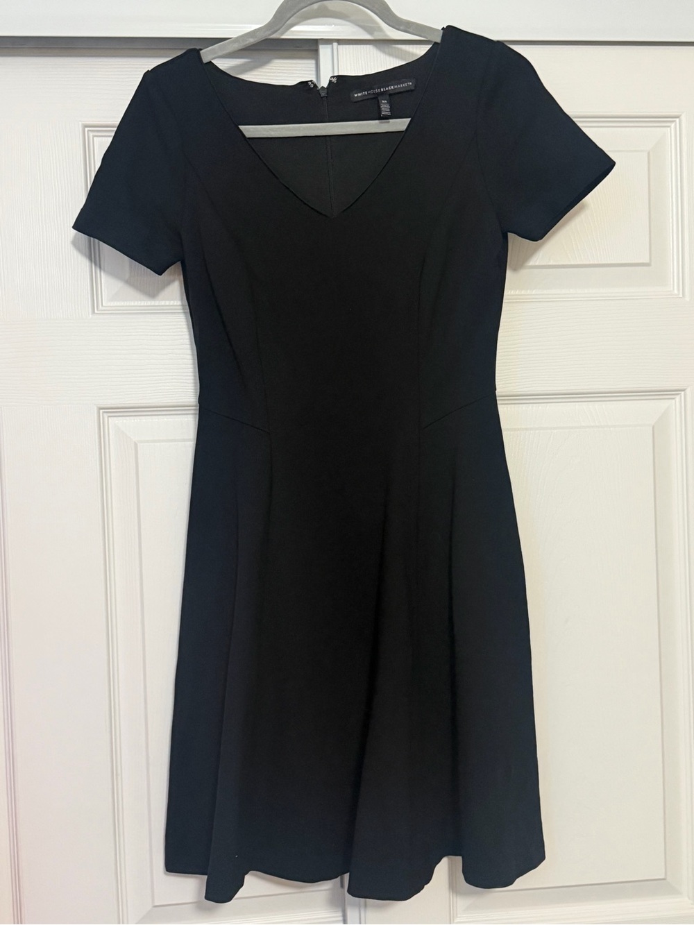 House Black Market Black Short Sleeve V-Neck Fit & Flare Dress Size XS